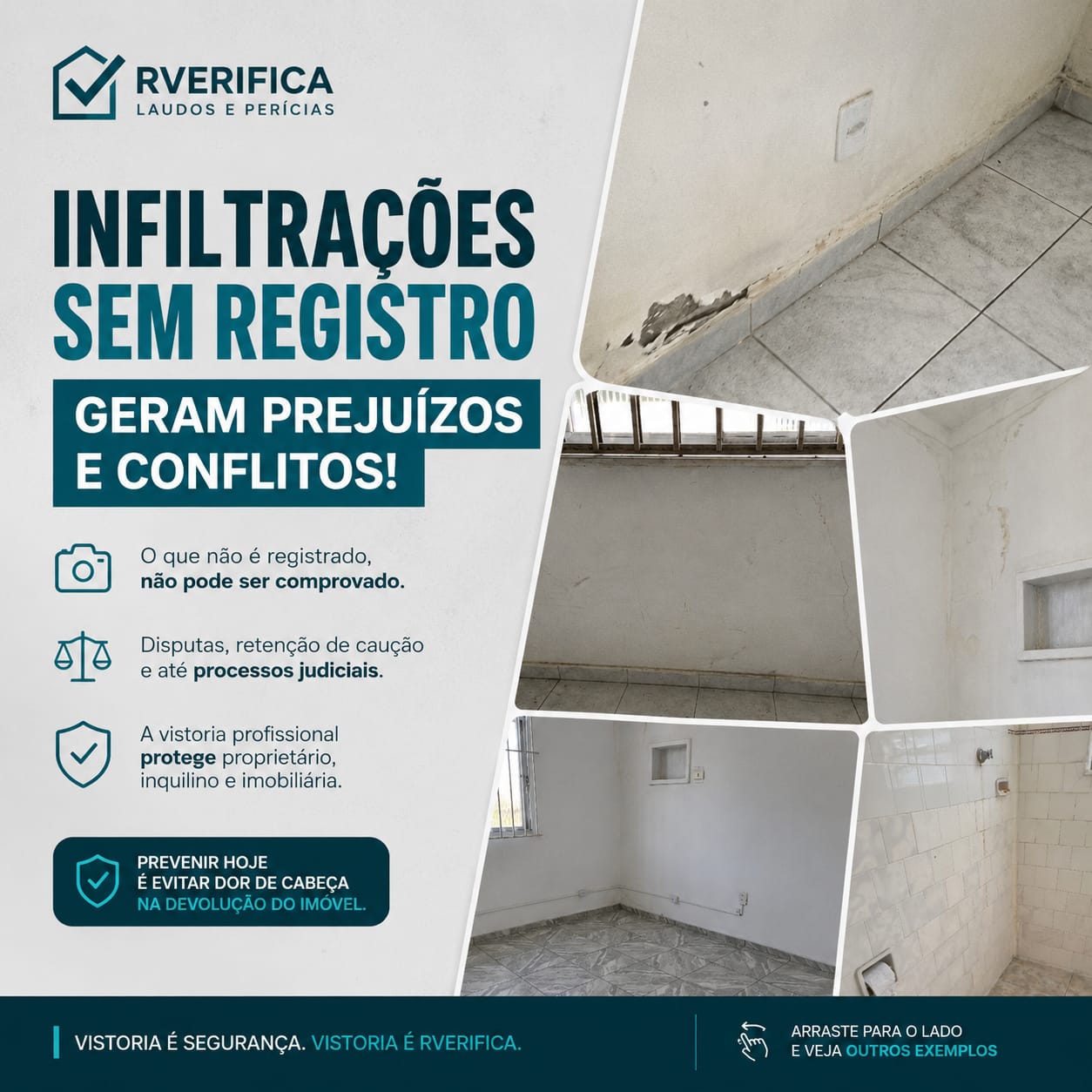 Infiltrações encontradas em vistoria