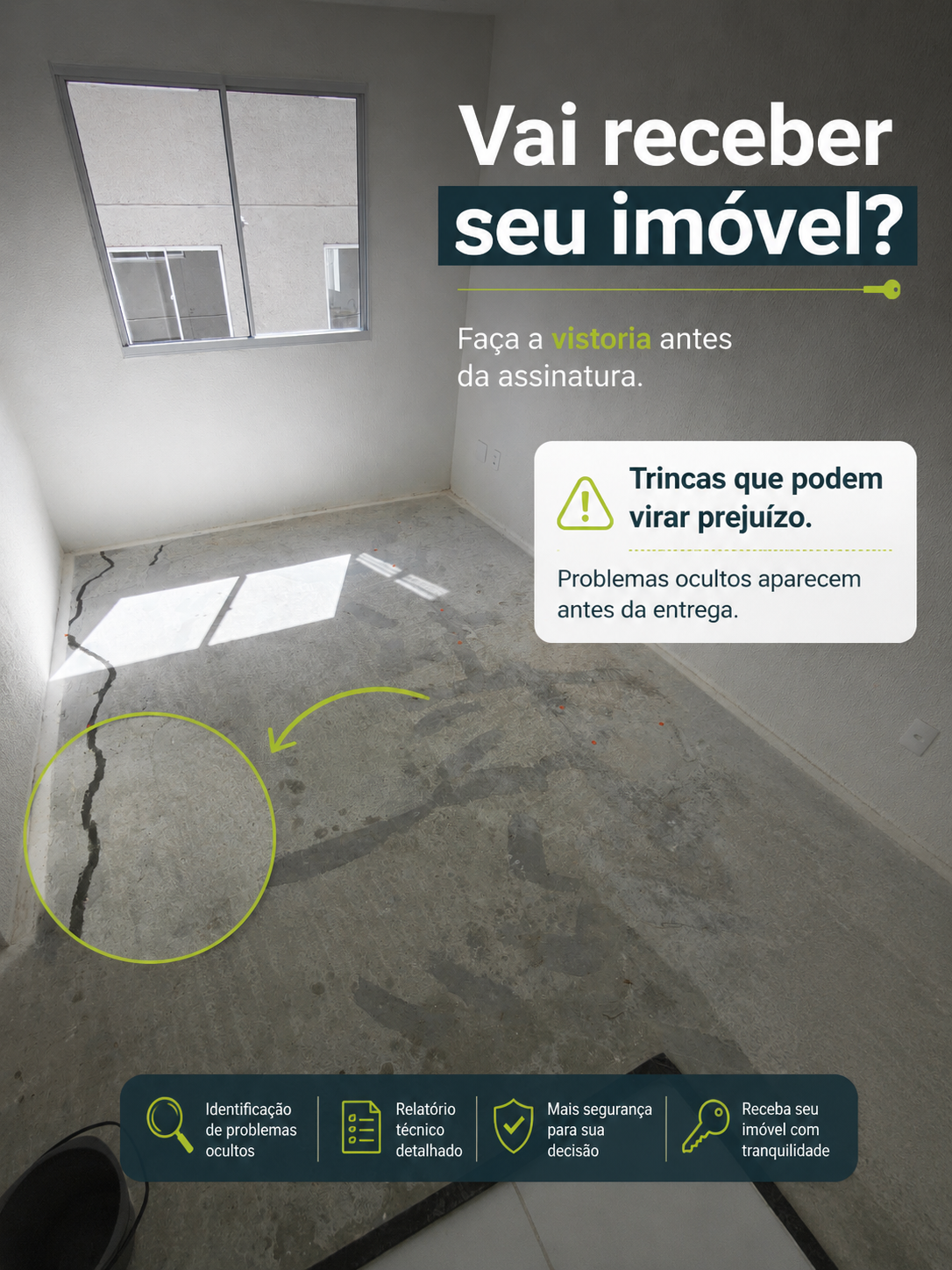 Trinca no piso — problema oculto em imóvel