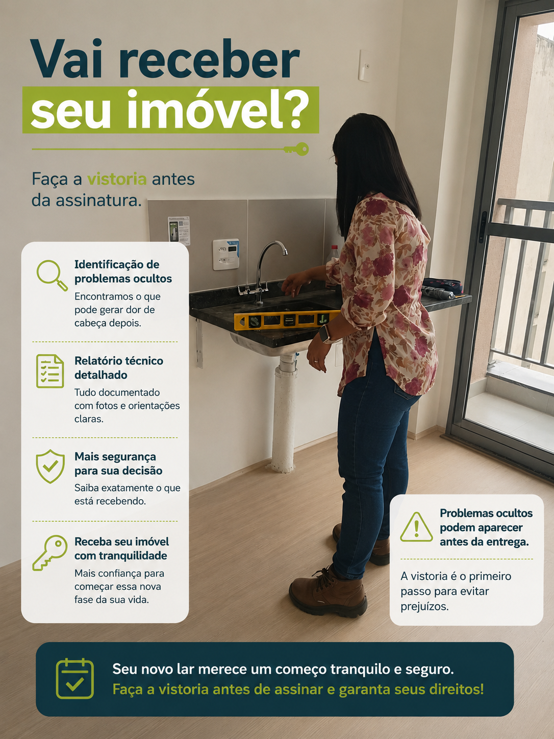 Vistoria técnica em pia — inspeção detalhada